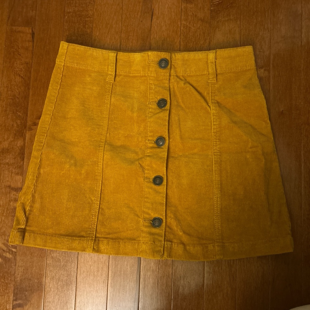 Forever 21 Mustard Corduroy A-Line Skirt